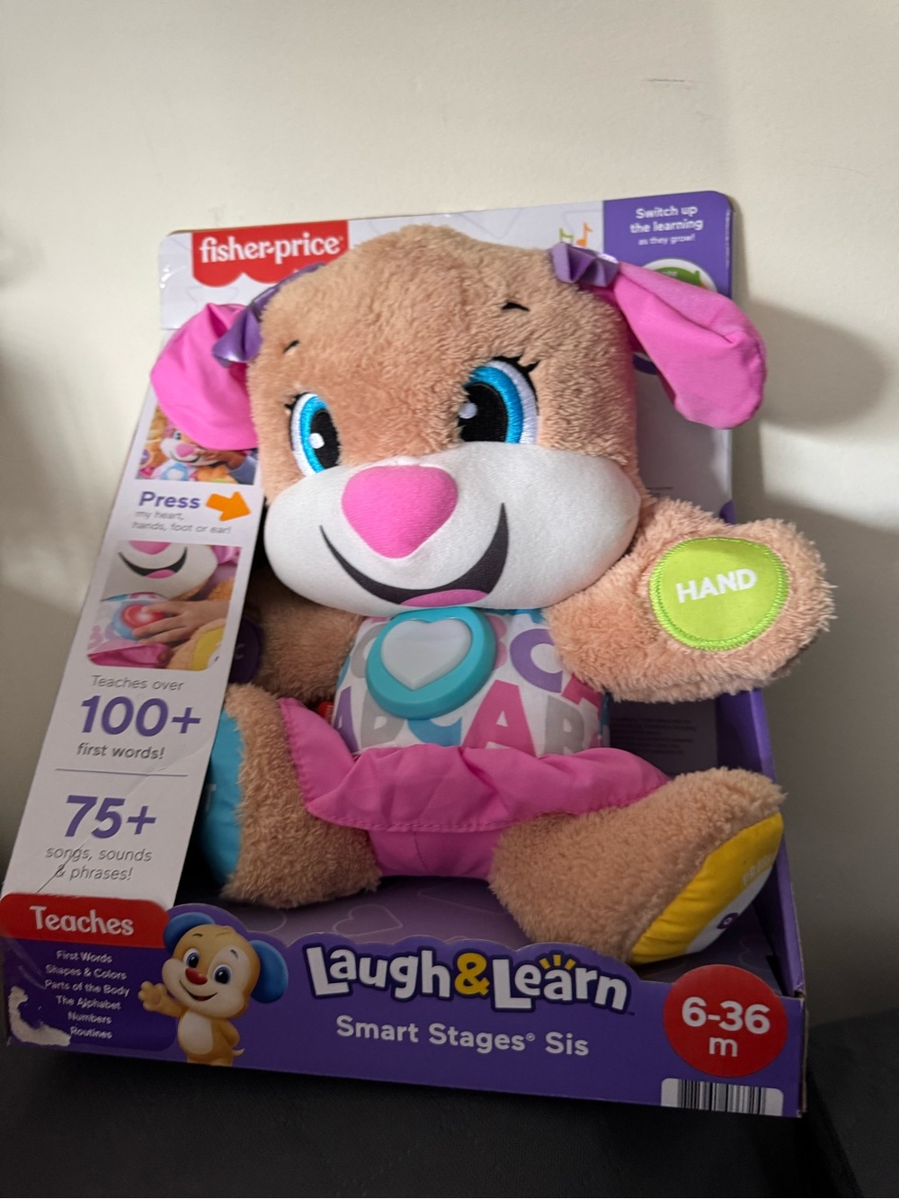 Fisher-Price Pink and Tan Laugh & Learn Sis Plush Interactive Puppy